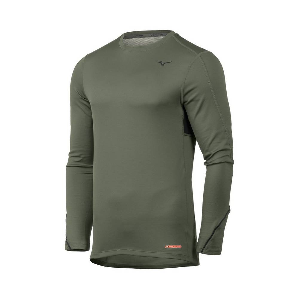 Base Layer Mizuno Breath Thermo® Long Sleeve Uomo - Verdi - 27946-AXUC